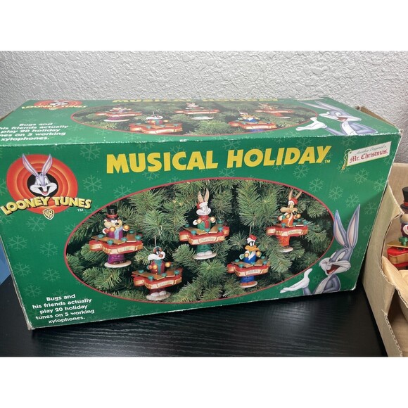 Mr. Christmas Looney Tunes Ornaments Musical Holiday 1997 Plays 20 Song With Box - Picture 3 of 16